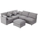Sectional Sofa Modular U-Shaped With Ottoman & USB Ports