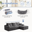 L Shaped Sectional Sofa, Full Compression 3 Seater Cloud Couch With Chaise