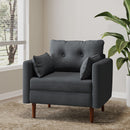 Enchantica - Upholstered Fabric Club Chair With Button Tufted And 2 Accent Pillows