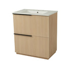 Fluted Bathroom Vanity With Ceramic Sink, Soft Close Slides