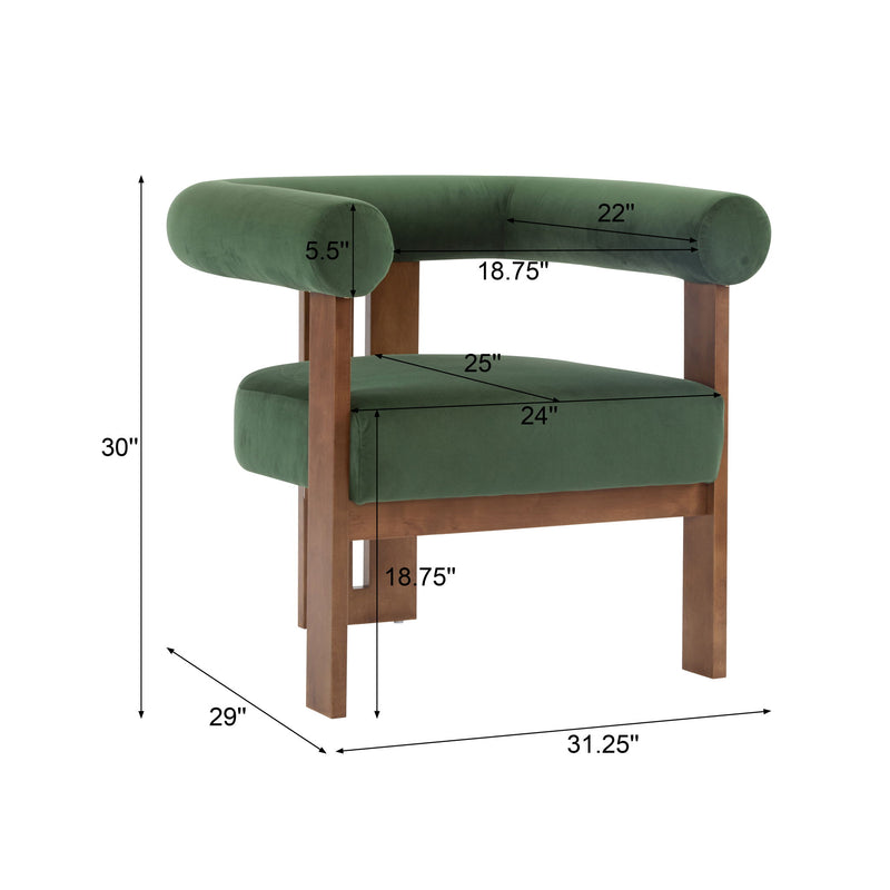 Modern Upholstered Round Arm Accent Chair With Velvet Upholstery