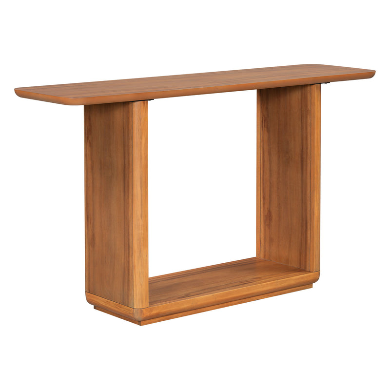 Console Table With Curved Corners And U Base Design - Natural Wood Veneer - Natural