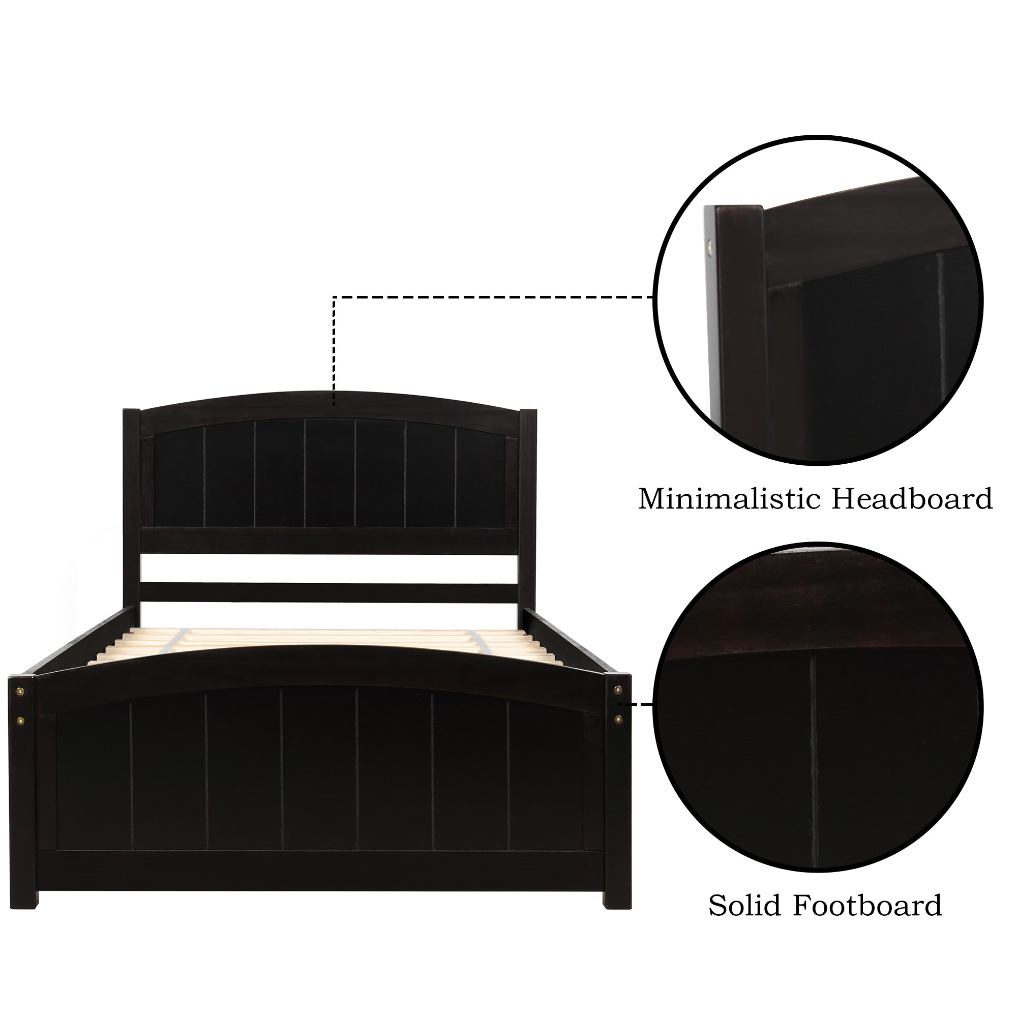 Wood Platform Bed with Headboard,Footboard and Wood Slat Support, Espresso - Atlantic Fine Furniture Melbourne FL