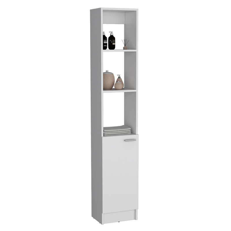 Linen Cabinet, 1 Door, 6 Shelves - White