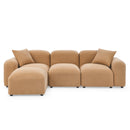 L-Shape Modular Sectional Sofa, DIY Combination,Teddy Fabric,Camel