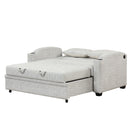 Pull Out Loveseat Sofa With Adjsutable Backrest, 2 Pillows, Cup Holders, USB Ports For Living Room