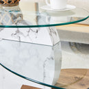 Contemporary Artistic Double Layer Coffee Table,Tempered Glass Top