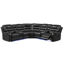Manual Reclining Sectional Sofa Set, L Shaped Symmetrical Motion Sofa Corner Couch Sets With Storage Boxes, 4 Cup Holders And LED Light Strip For Living Room