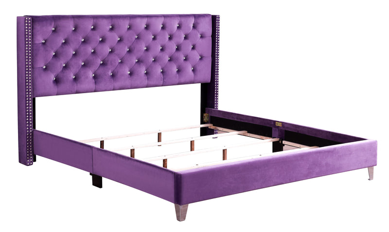 Julie - Upholstered Bed With Faux Diamonds