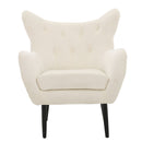 Style Velvet Arm Chair With Wingback And Flared Arms - Ivory
