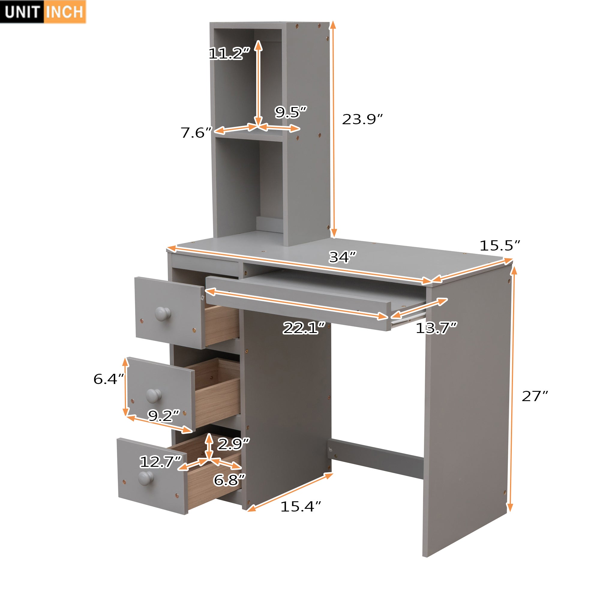 Twin Size Loft Bed with a Stand-alone Bed, Storage Staircase, Desk, Shelves and Drawers, Gray - Atlantic Fine Furniture Melbourne FL