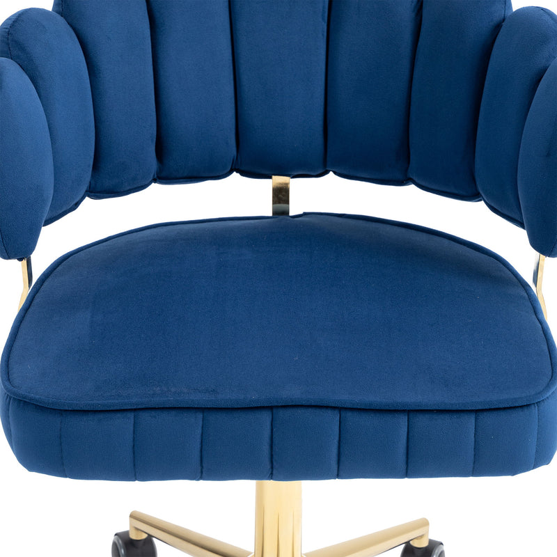 Modern Velvet Home Office Desk Chair With Adjustable Height And Swivel Wheels