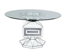 Noralie - 30" Dining Table - Clear Glass, Mirrored & Faux Diamonds