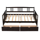 Full Size Daybed Wood Bed with Two Drawers,Espresso(OLD  SKU:LP000058AAP)