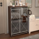 Elegant Decor Mirrored Shoe Cabinet With Edging Double Door Storage Cabinets Glass - Brown / Silver / Gray