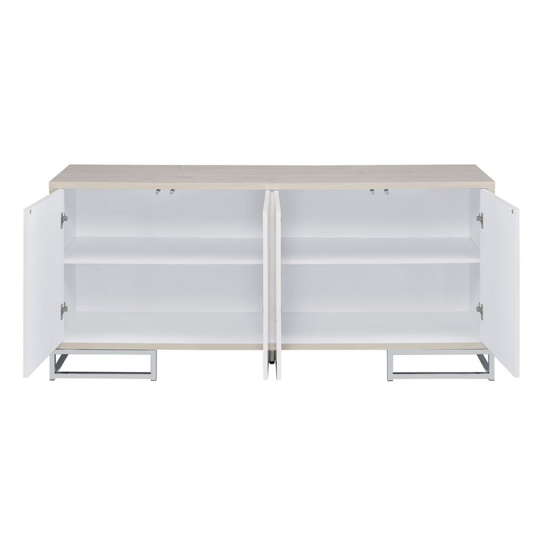 Panos - Console Cabinet - White Marcle / Chrome