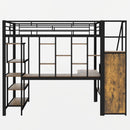 Loft Bed With Storage Staircase And Small Wardrobe, Built - In Desk And Storage Shelves