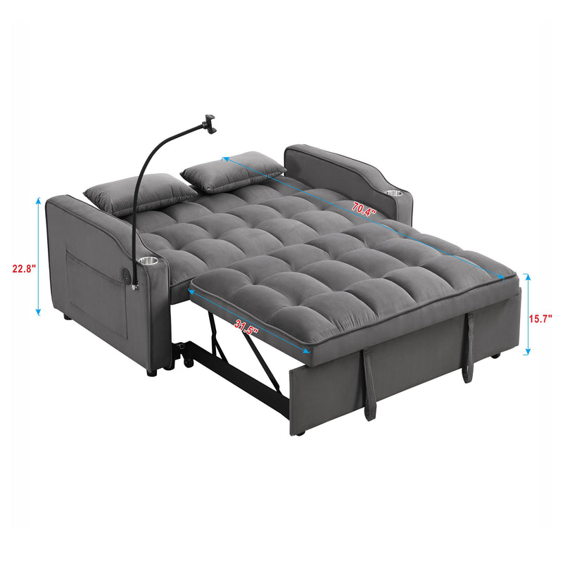 Sofa Bed With Trundle For Small Rooms - Dark Gray