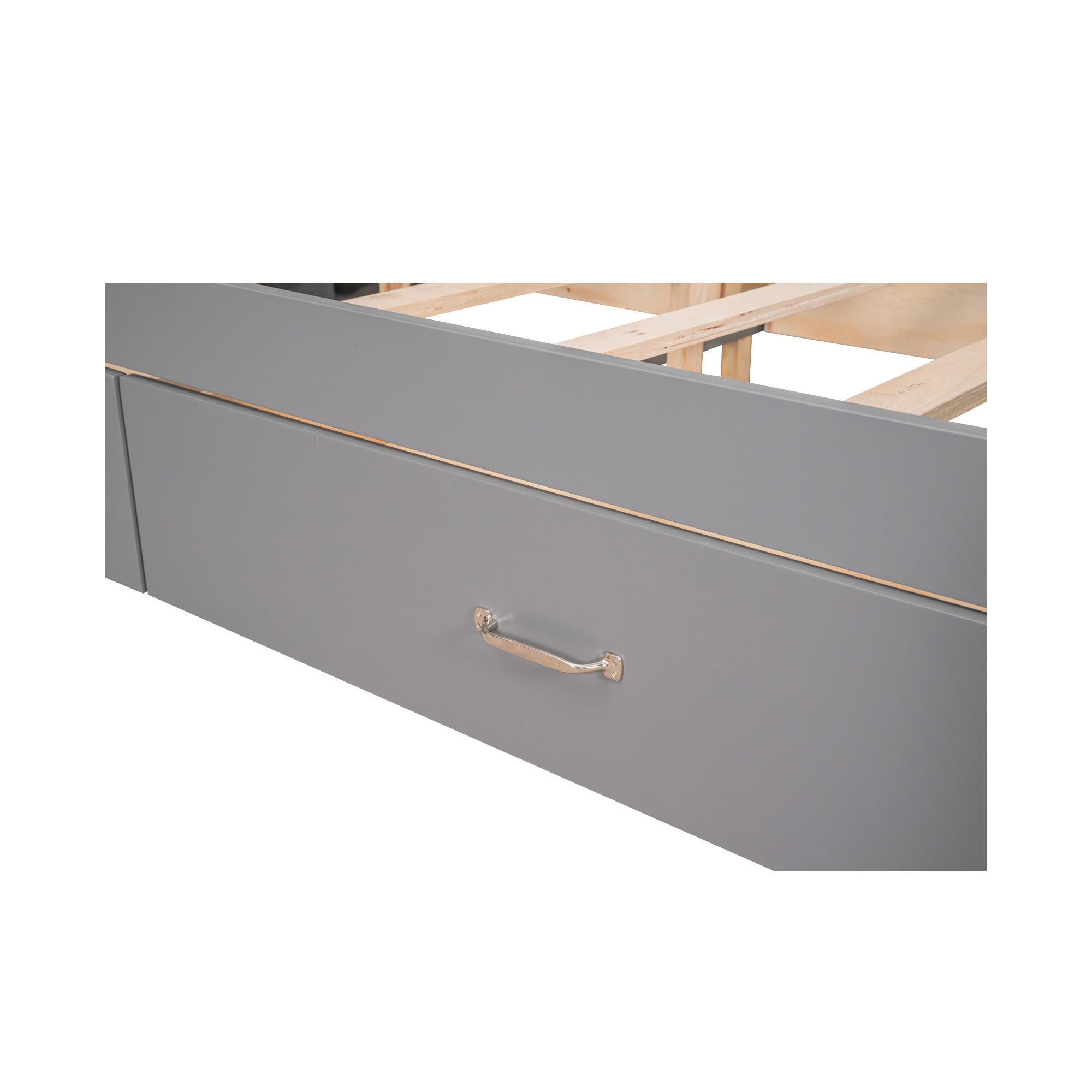 Full Size Platform Bed with Drawers and Storage Shelves, Gray - Atlantic Fine Furniture Melbourne FL