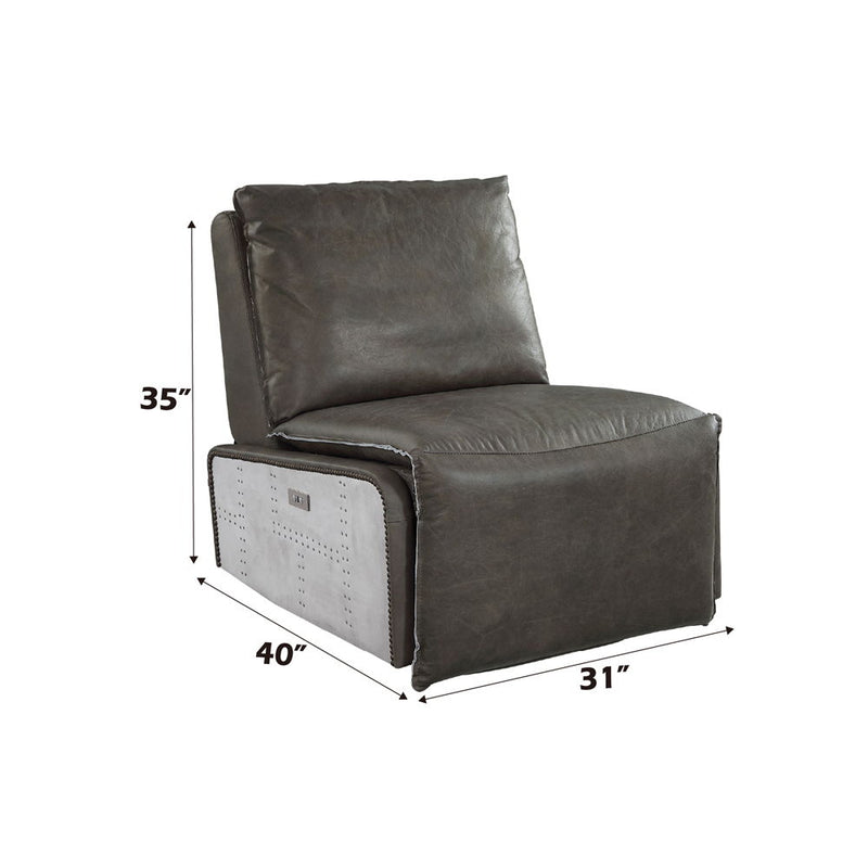 Metier - Recliner - Gray Top Grain Leather & Aluminum - Atlantic Fine Furniture Inc