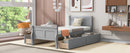 Twin Size Wood Platform Bed with 4 Drawers and Streamlined Headboard & Footboard, Gray