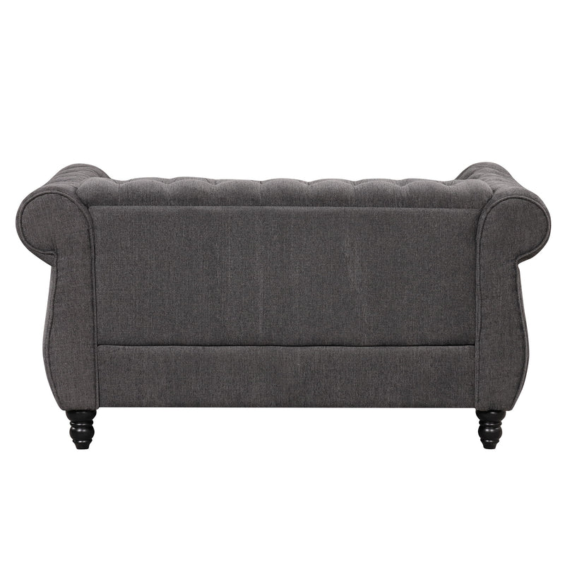 Modern Sofa Dutch Plush, Upholstered Sofa, Solid Wood Legs, Buttoned Tufted Backrest