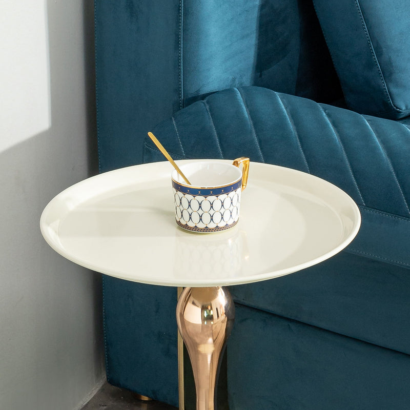 Modern Round Side Table For Small Spaces With Carbon Steel Construction