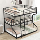 Industrial Triple Bunk Bed With Dual Ladders Frame, Space Saving Design