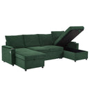 U Shaped Sectional Sofa Bed With Storage Chaise Lounges, USB Ports, And Cup Holders