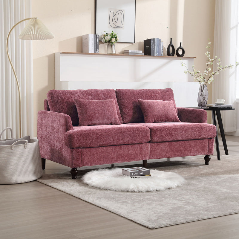 Mid Century Modern Chenille Fabric Loveseat Sofa, 2 Seat Upholstered Couch