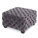Modern Glam Ottoman With Velvet Upholstery And Button Tufted Design