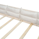 Wood Full Size Upholstered Platform Bed With Guardrail And Pillow - Beige