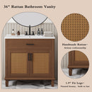 Bathroom Vanity With Ceramic Sink, Modern Free Standing Cabinet With Soft Close Drawers