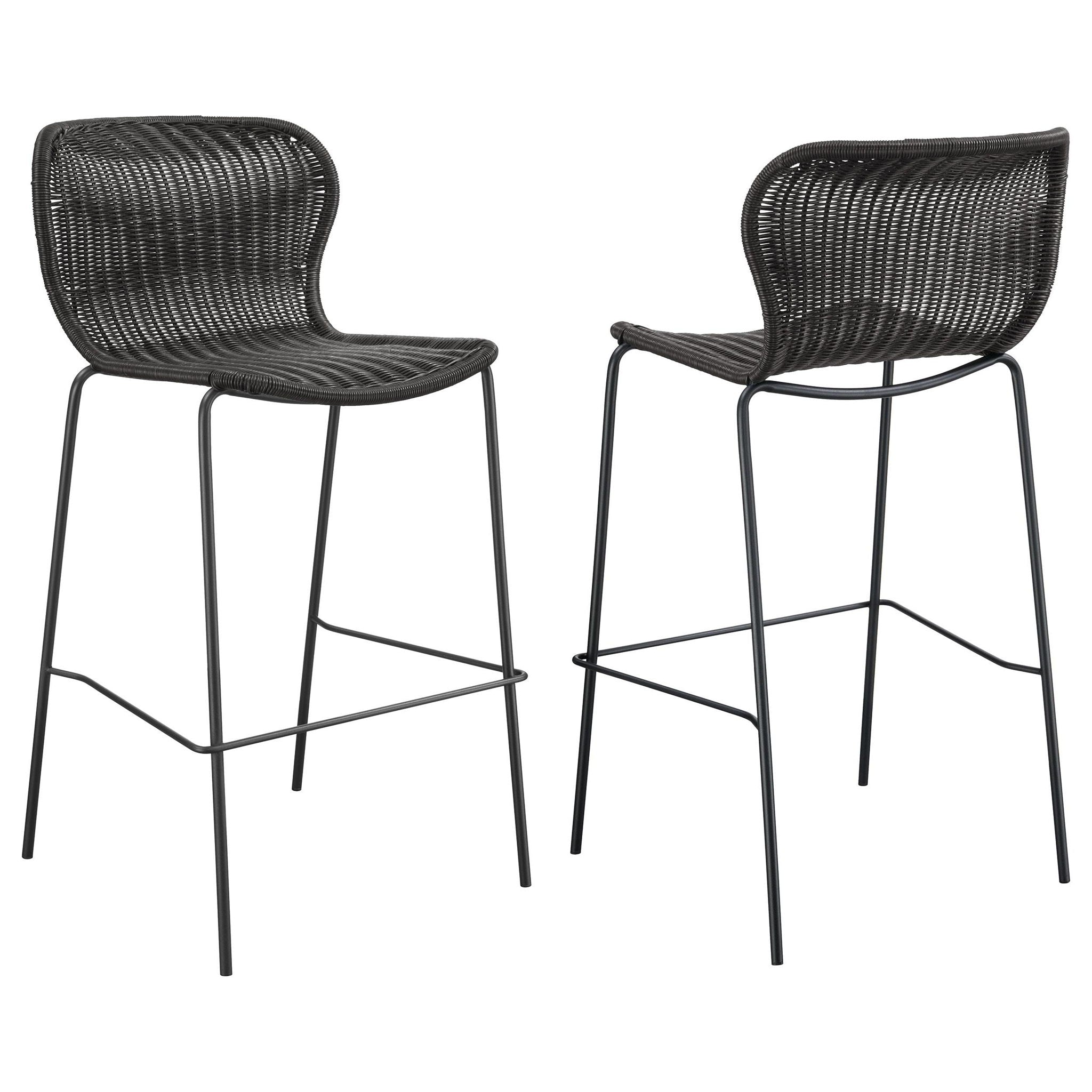 Mckinley Faux Rattan Metal Bar Chair Brown (Set of 2) - Atlantic Fine Furniture Melbourne FL