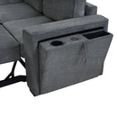 Convertible Sectional L-Shaped Sofa With Dual Pull-Out Sleepers, Flip-Top Table, USB Ports, Cup Holder & Storage