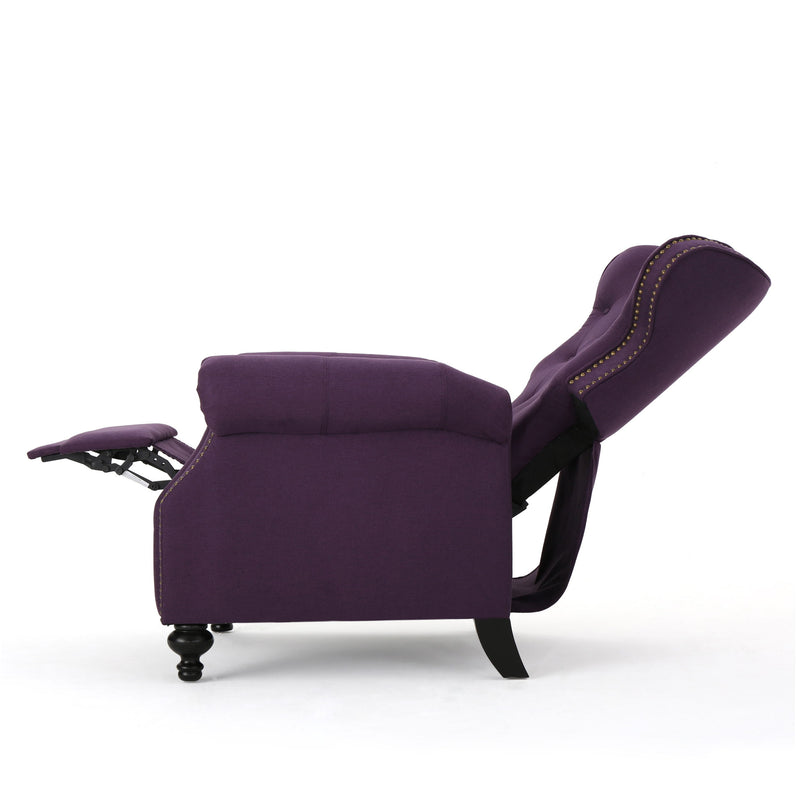 Accented Push Back Recliner Chair With Rolled Arms, Enjoy Cocooning Comfort