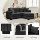 2 Seater L Shaped Chaise Sofa With Reversible Cushion, USB - C Charging Port, Storage Pocket, Convertible Left / Right Design