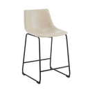 Vintage Style Armless Industrial Counter Stool With Metal Legs And Footrest For Kitchen Island, Cafe, Pub, Bar Counter (Set of 2) - Cream / Black