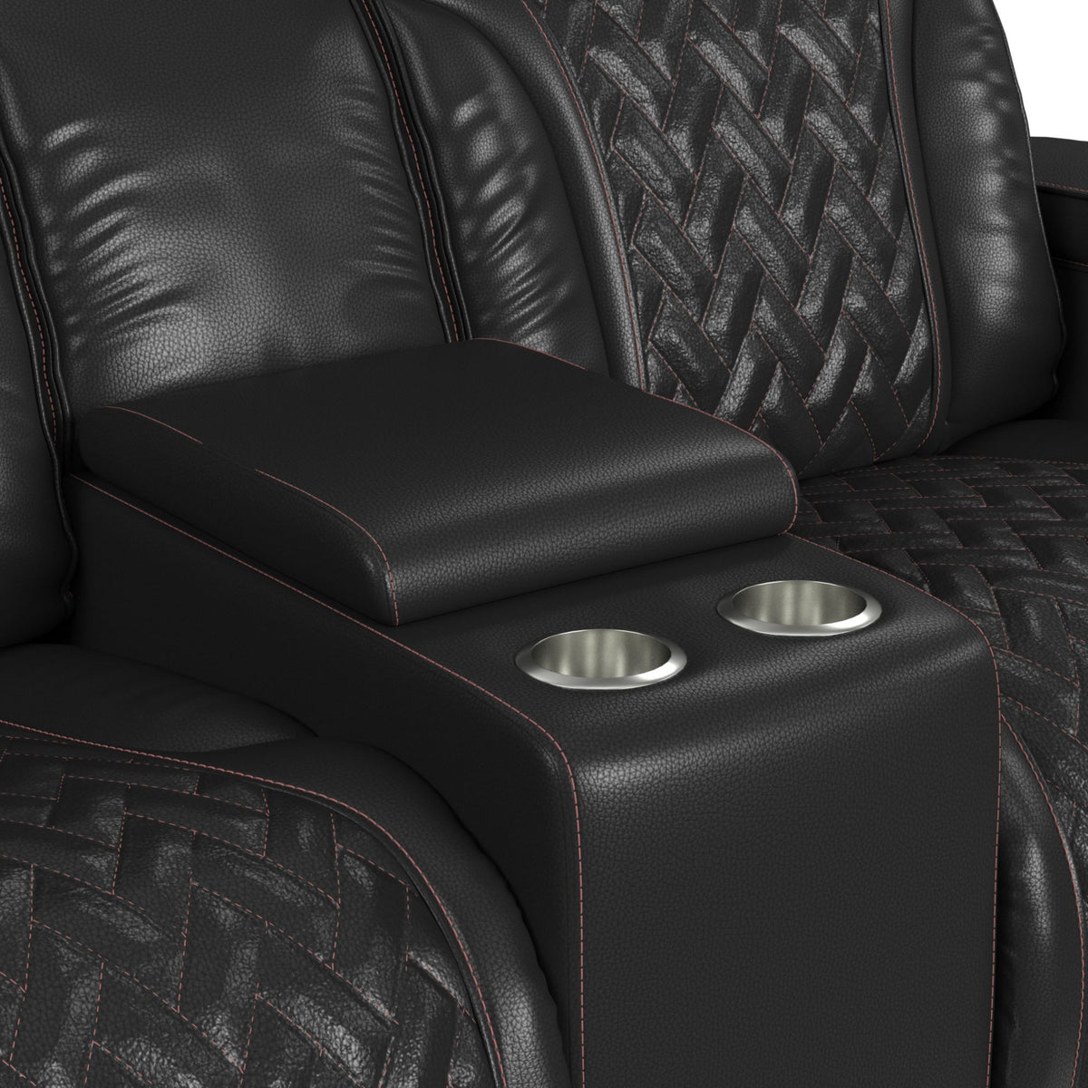 Prime Time P3 Loveseat With LED, Wireless Charger Pocket, And Console in Black by Elements International, view 9