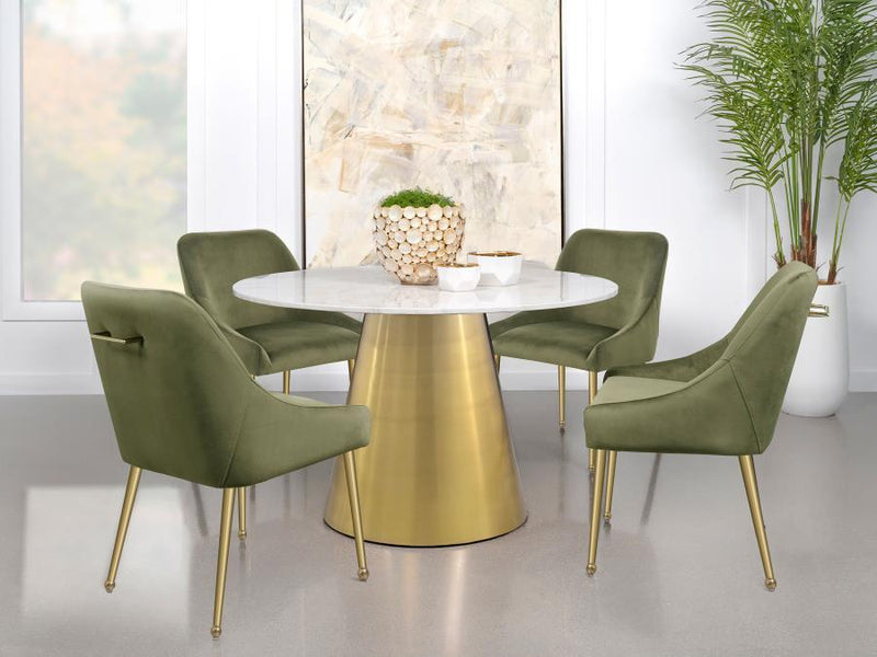 Ambrose - Round Marble Top Dining Table - Brushed Gold