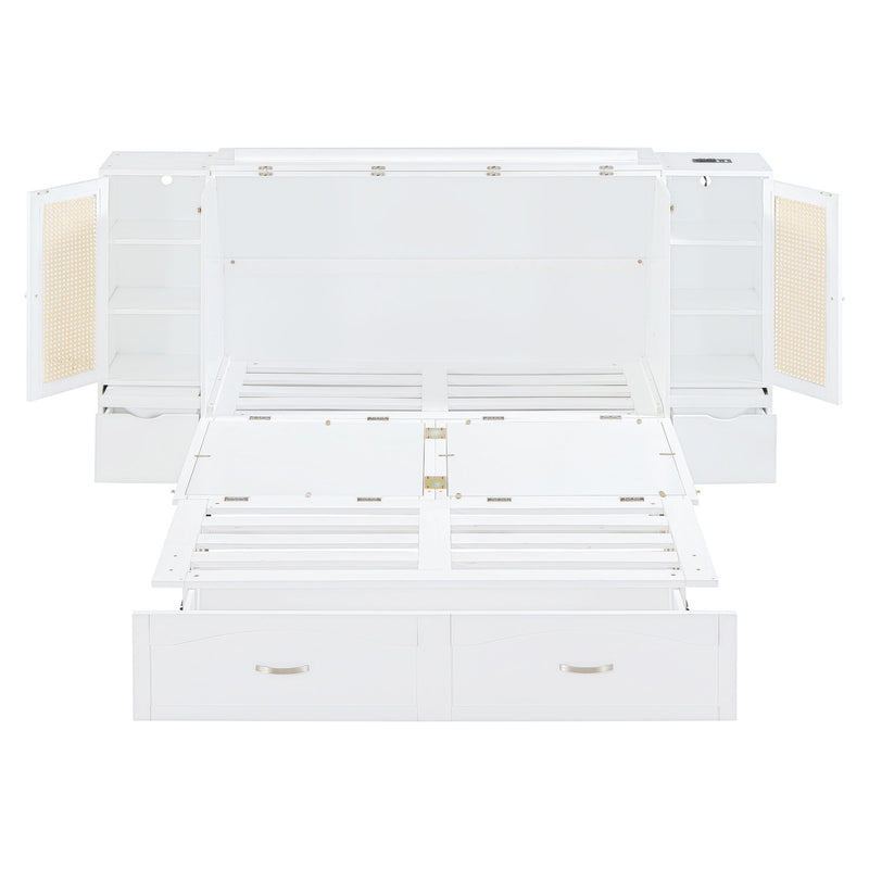 Murphy Wall Bed With Drawer And Rattan Decoration