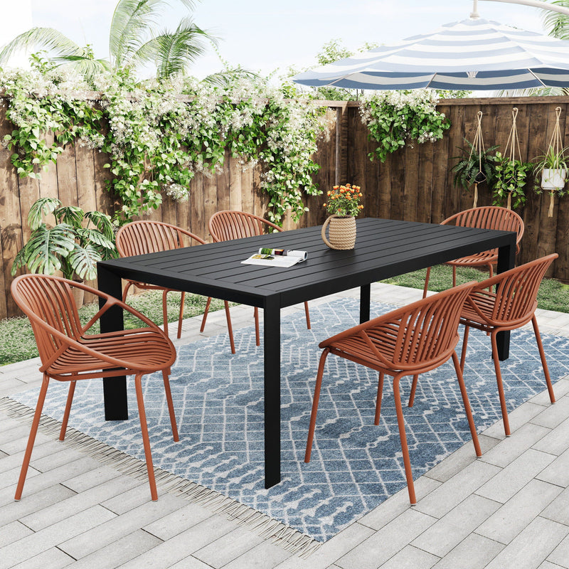 Stackable Outdoor Chairs With Breathable Plastic Backrest (Set of 2)