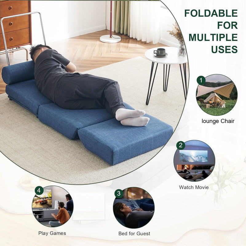 Single Sofa Chair Foldable Single Sofa Bed With Pillow, Portable Foldable Sofa Bed, Leisure Sofa Chair, Easy To Store, Made Of Breathable And Wearable Linen