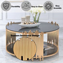 Tanquin - Coffee Table - Gold & Black Glass - Atlantic Fine Furniture Inc