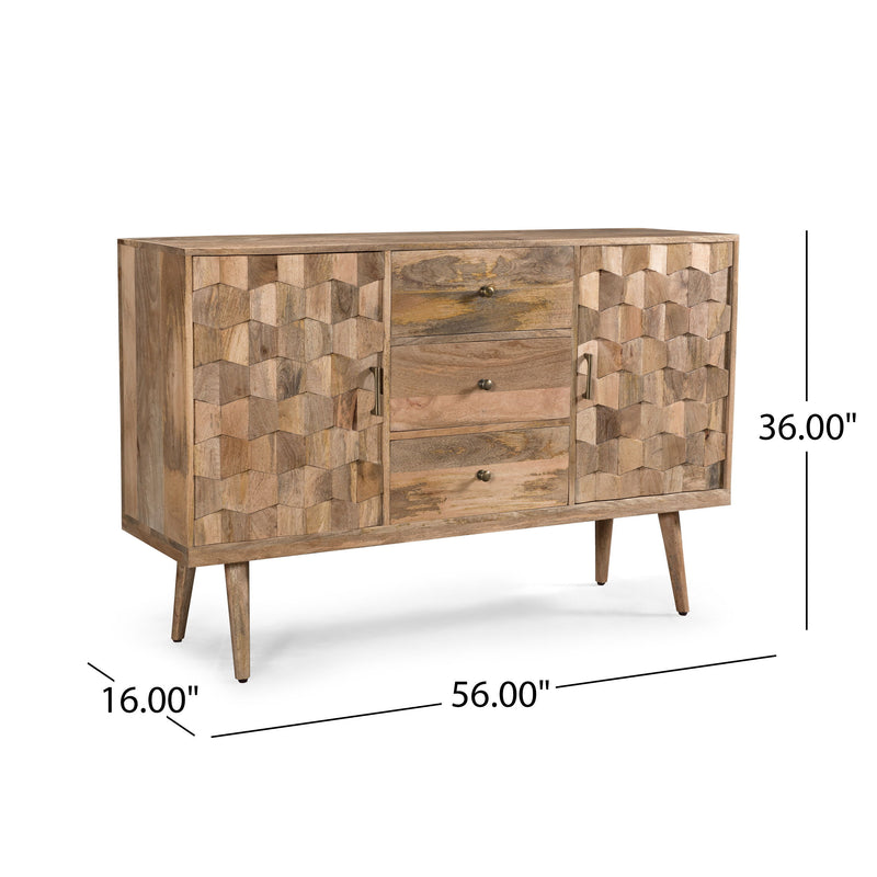 3 Drawer Sideboard With 2 Doors (KD Legs) - Natural