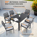 Outdoor Patio Furniture Dining Set With Sunbrella Fabric, Rectangular Table With Umbrella Hole
