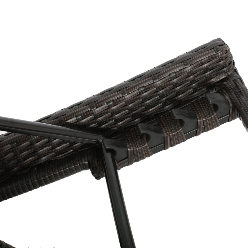 Salem - Contemporary Wicker Chaise Lounge With Arm, Weather Resistant