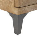 Boho Handcrafted Mango Wood Storage Cabinet With Iron Legs - Sandblasted Oak