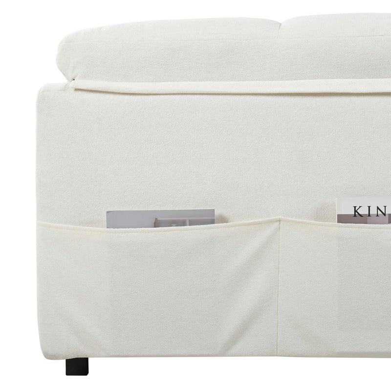 Convertible Pull Out Sofa Bed Queen Size, 3 In 1 With Side Storage