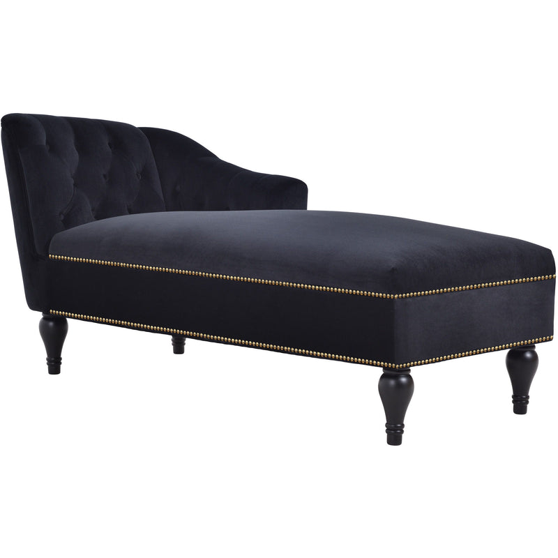 Velvet Chaise Lounge, Button Tufted Right Arm Facing Lounge Chair With Nailhead Trim & Solid Wood Legs For Living Room Or Office, Sleeper Lounge Sofa - Black